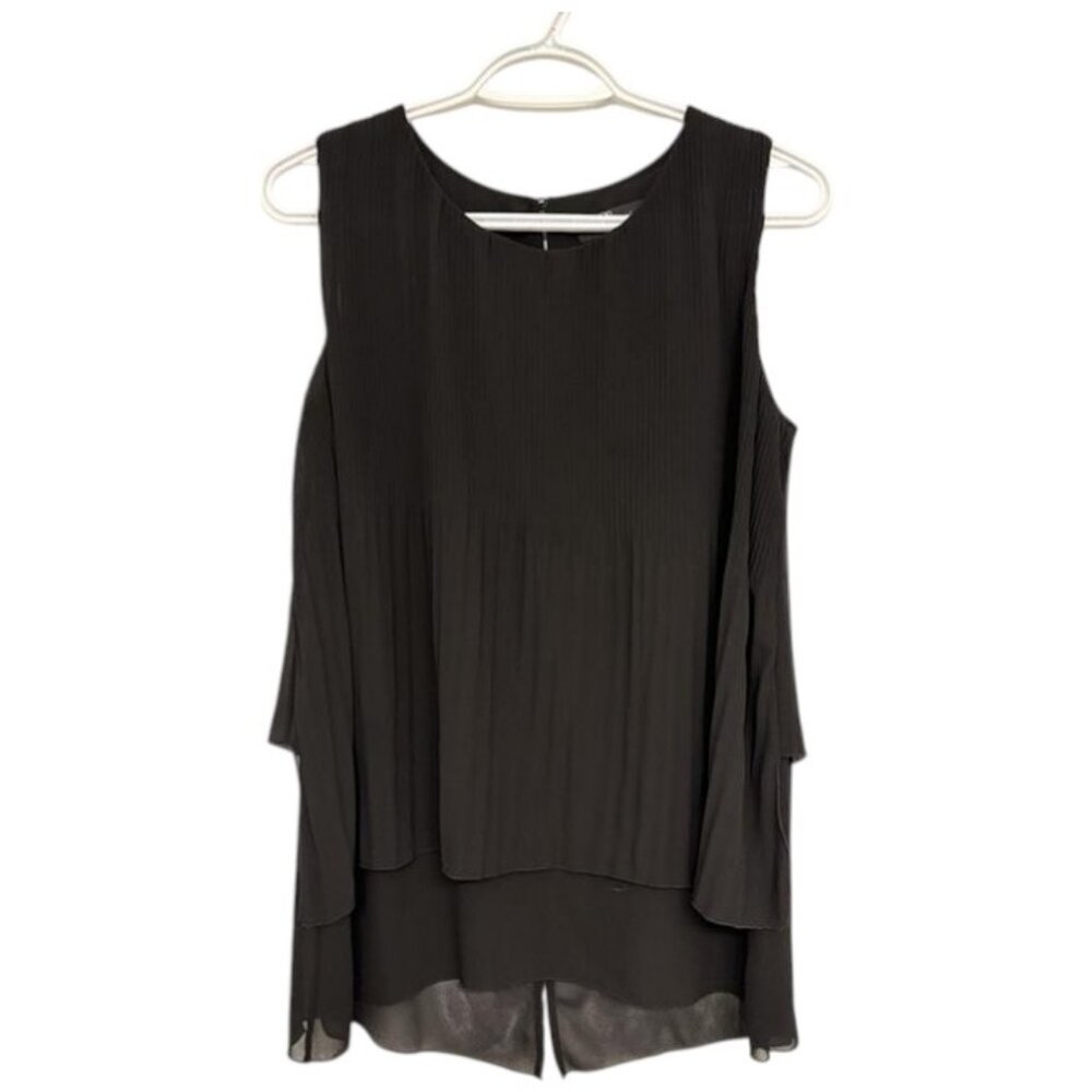 Peruzzi black pleated layered tank top size 36